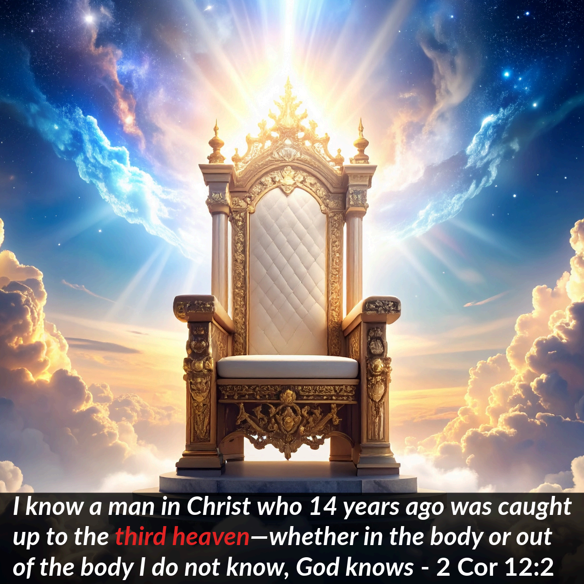 God's throne in glory with 2 Corinthians 12:2 quoted