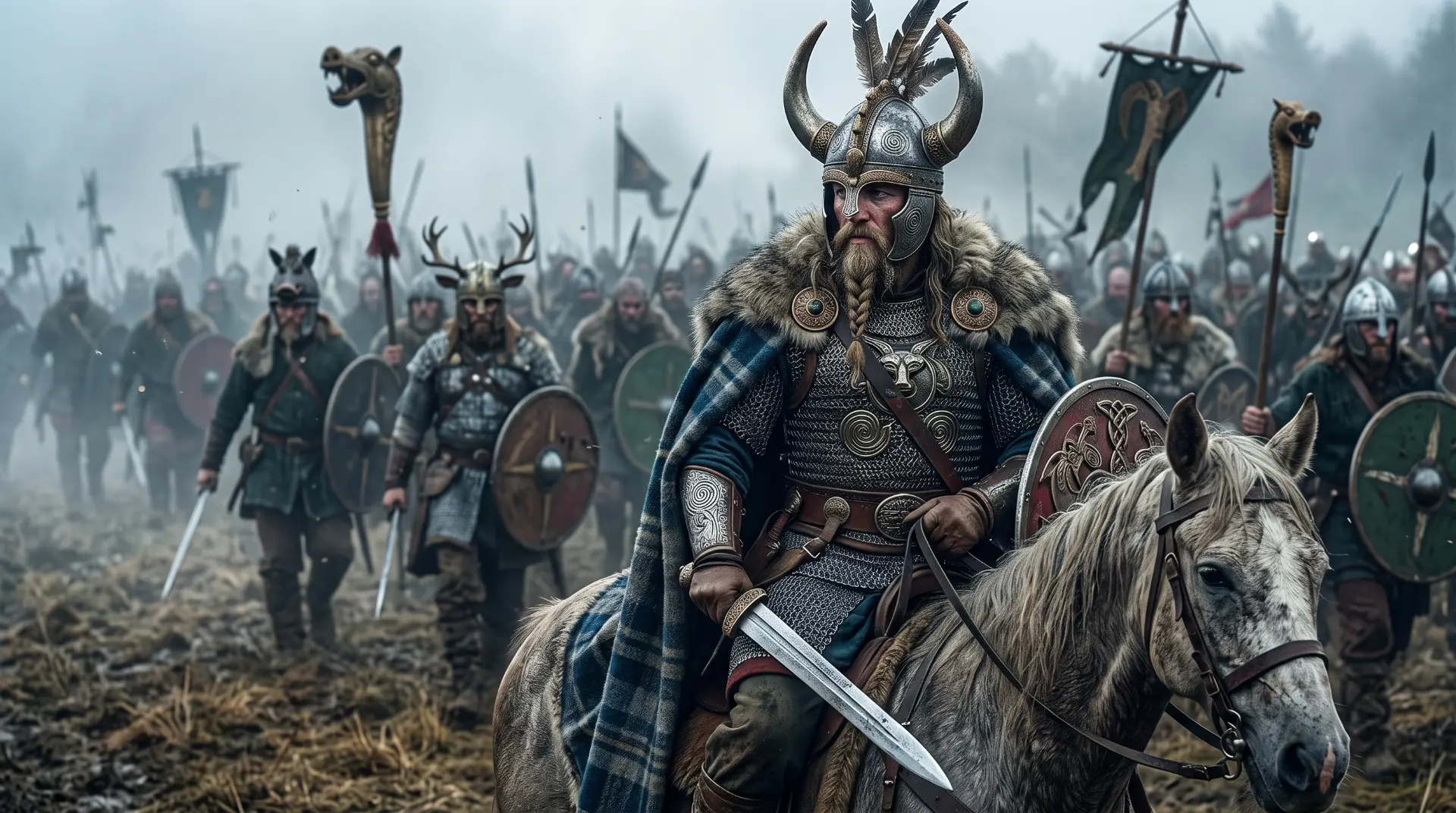 Vercingetorix riding at the head of his Gallic cavalry